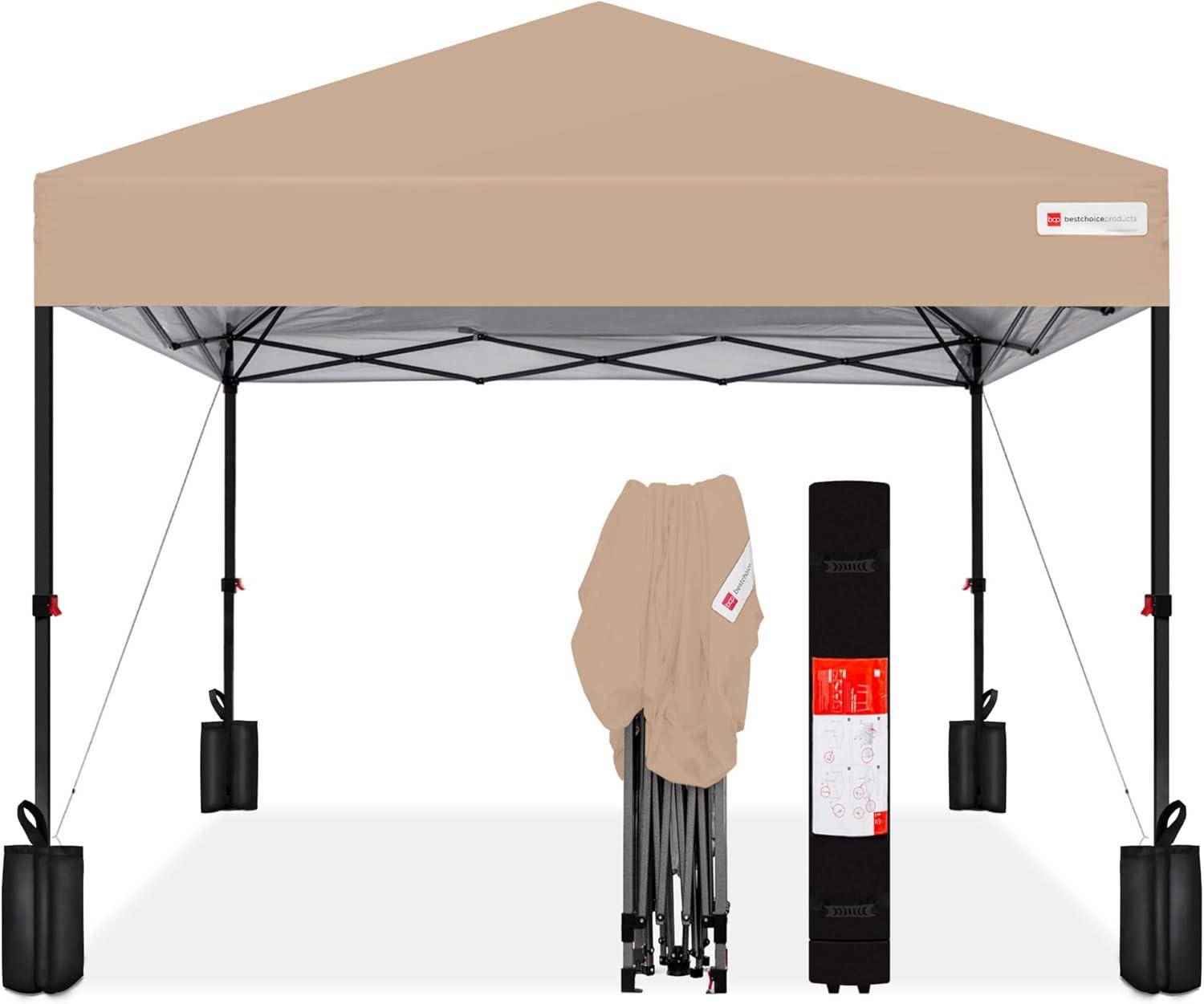 Best Choice Products Best Choice Products Easy Setup Pop Up Canopy W/ 1-Button Setup, Wheeled Case, 4 Weight Bags