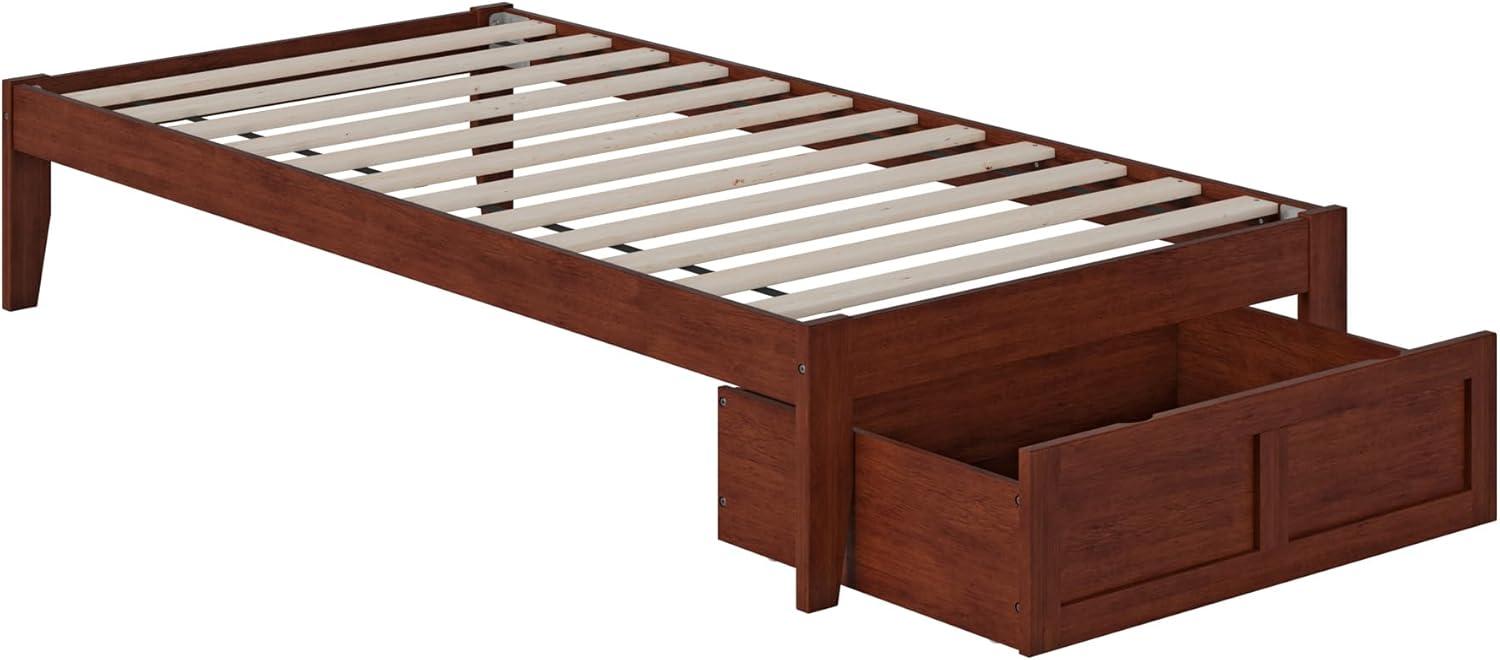 AFI Furnishings Colorado Twin Bed with Foot Drawer and USB Turbo Charger in Walnut
