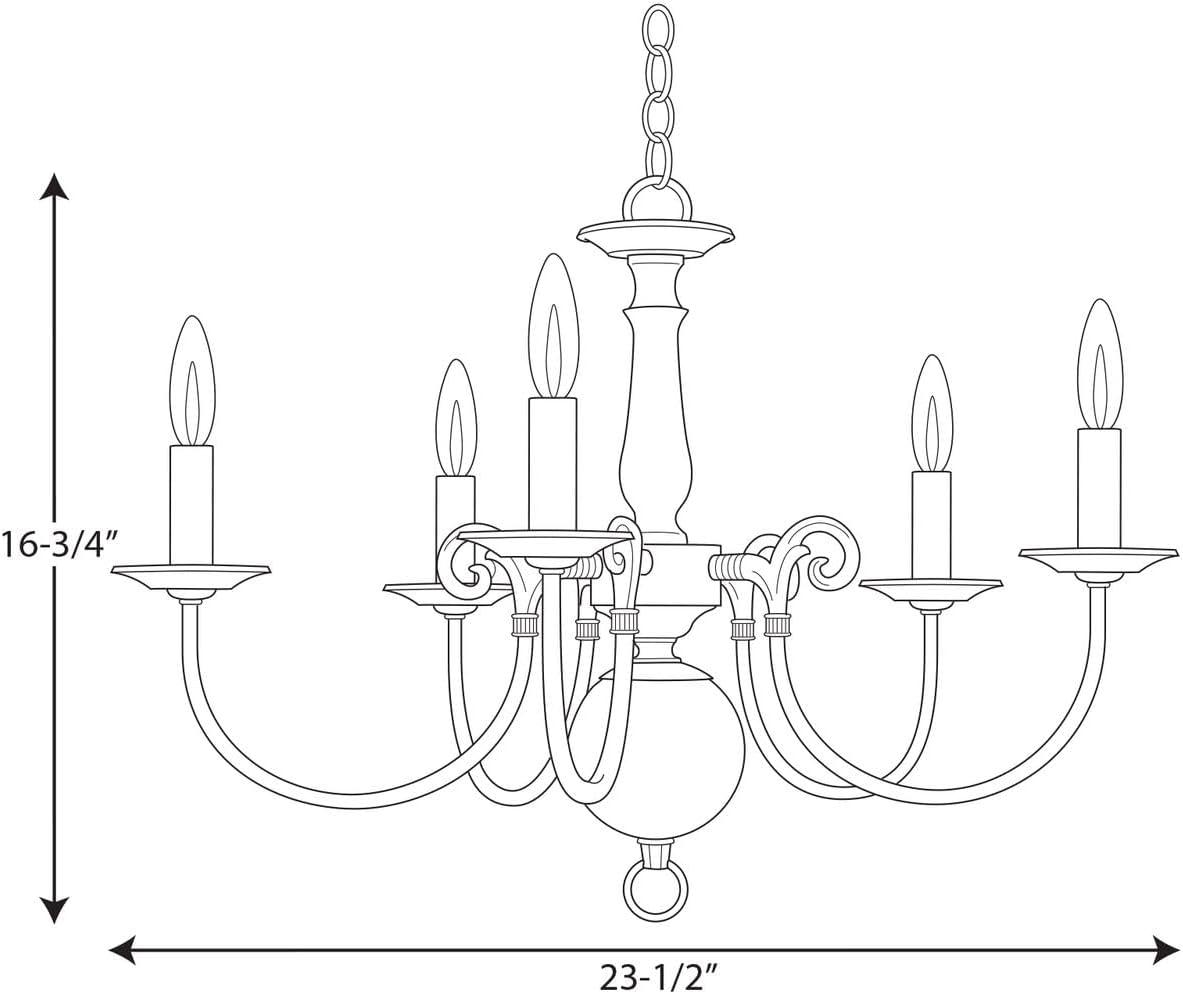 Americana Collection Five-Light Antique Bronze Ivory Candle Traditional Chandelier Light