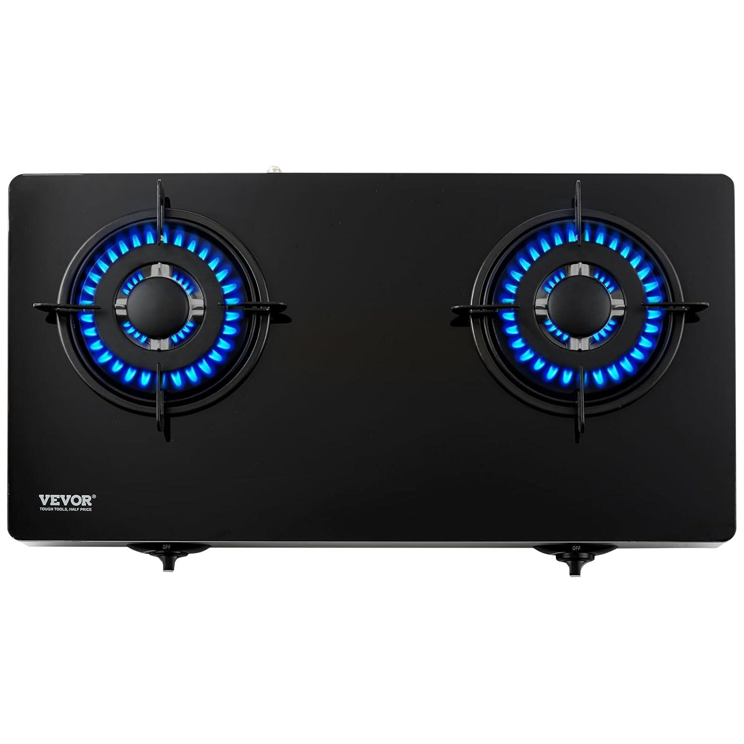 VEVOR 24" Black Natural Gas 2 Burner Cooktop