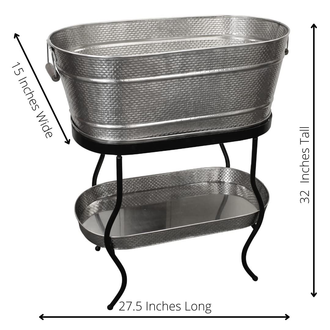Brickhouse Stainless Steel Beverage Tub with Stand and Tray
