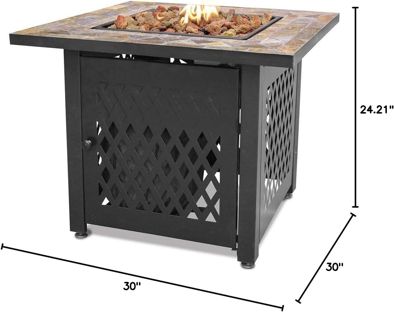 Slate and Steel Outdoor Gas Fire Pit Table