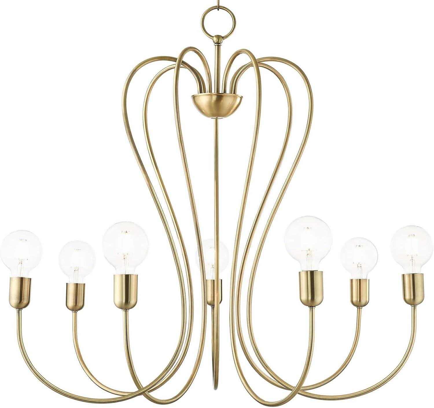 Antique Brass 7-Light Candle Chandelier with Crystal Accents