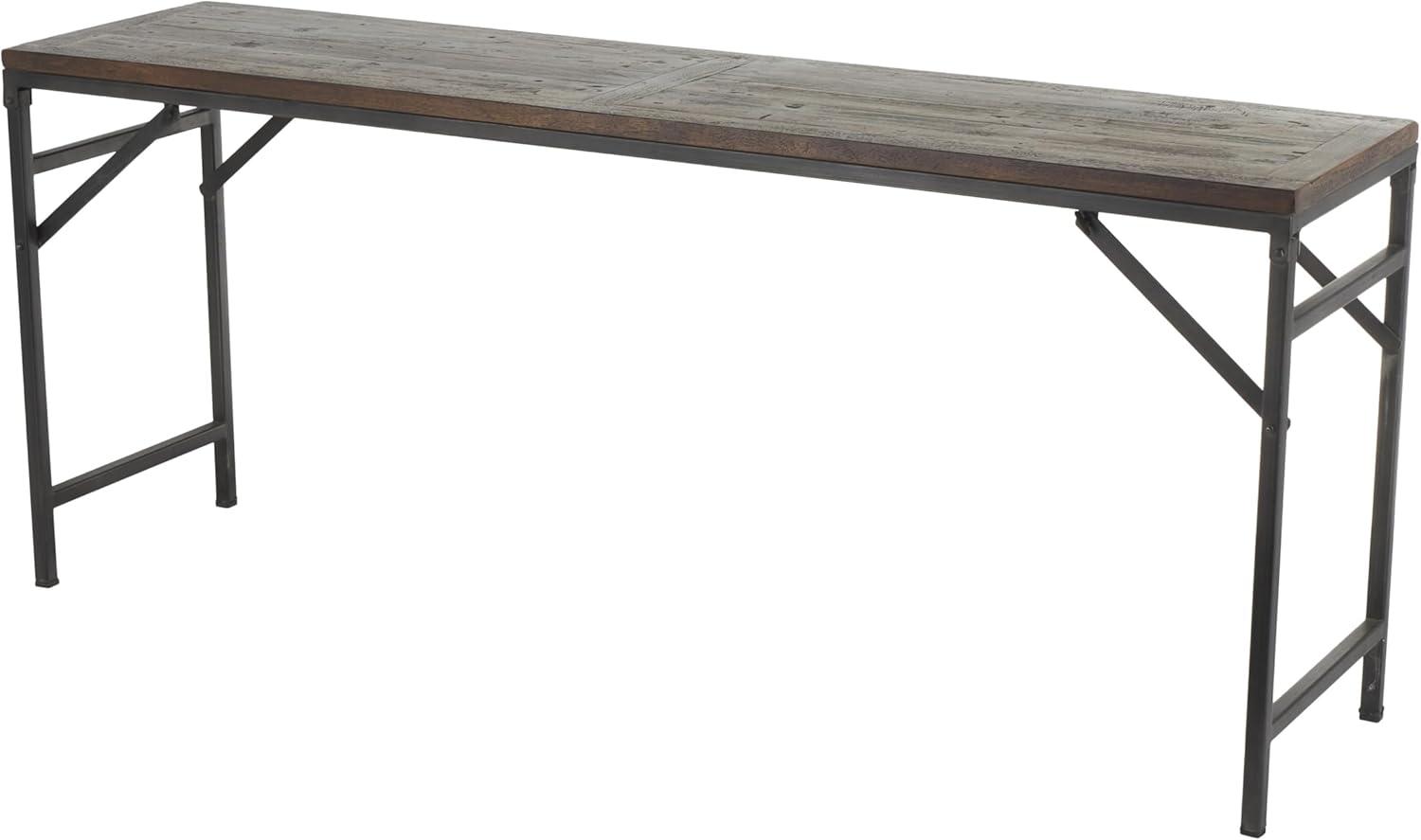 Union Rustic Corneau Wood Minimalistic Dark Brown Console Table with Black Metal Legs
