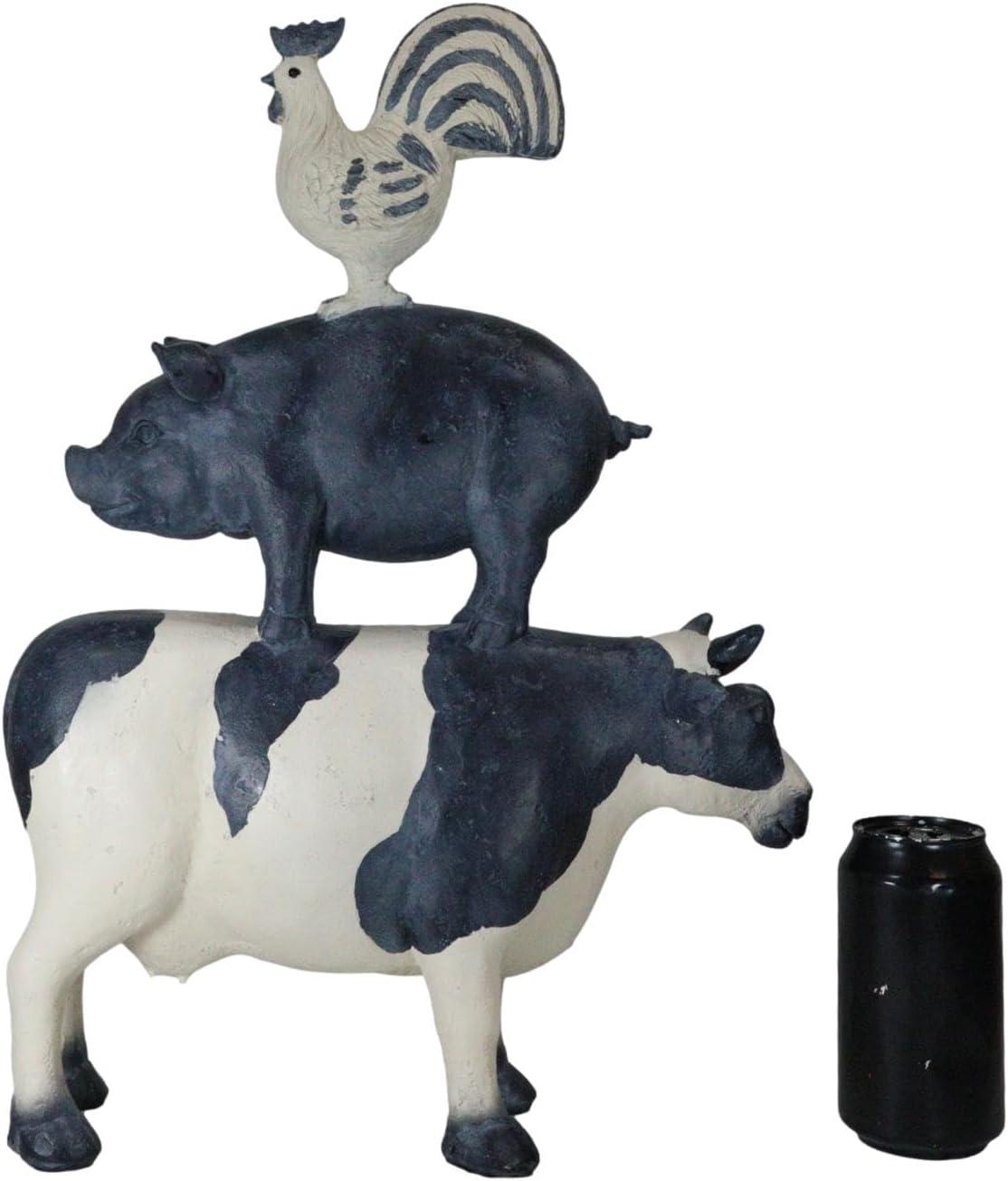 Pacific Giftware American Art Animal Farm Barnyard Stacked Animal Resin Figurine Statue (Cow/Pig/Chicken)