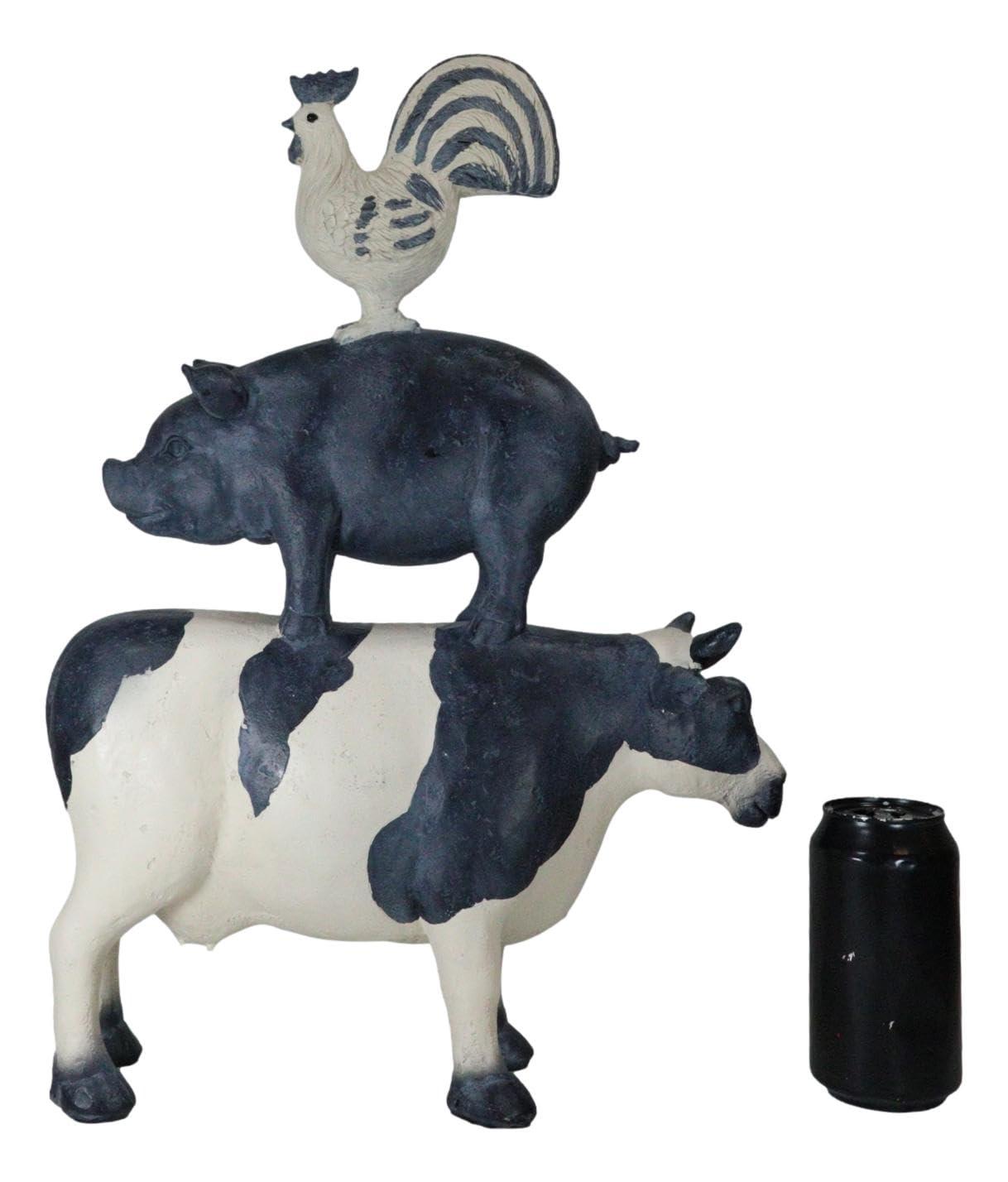 Pacific Giftware American Art Animal Farm Barnyard Stacked Animal Resin Figurine Statue (Cow/Pig/Chicken)