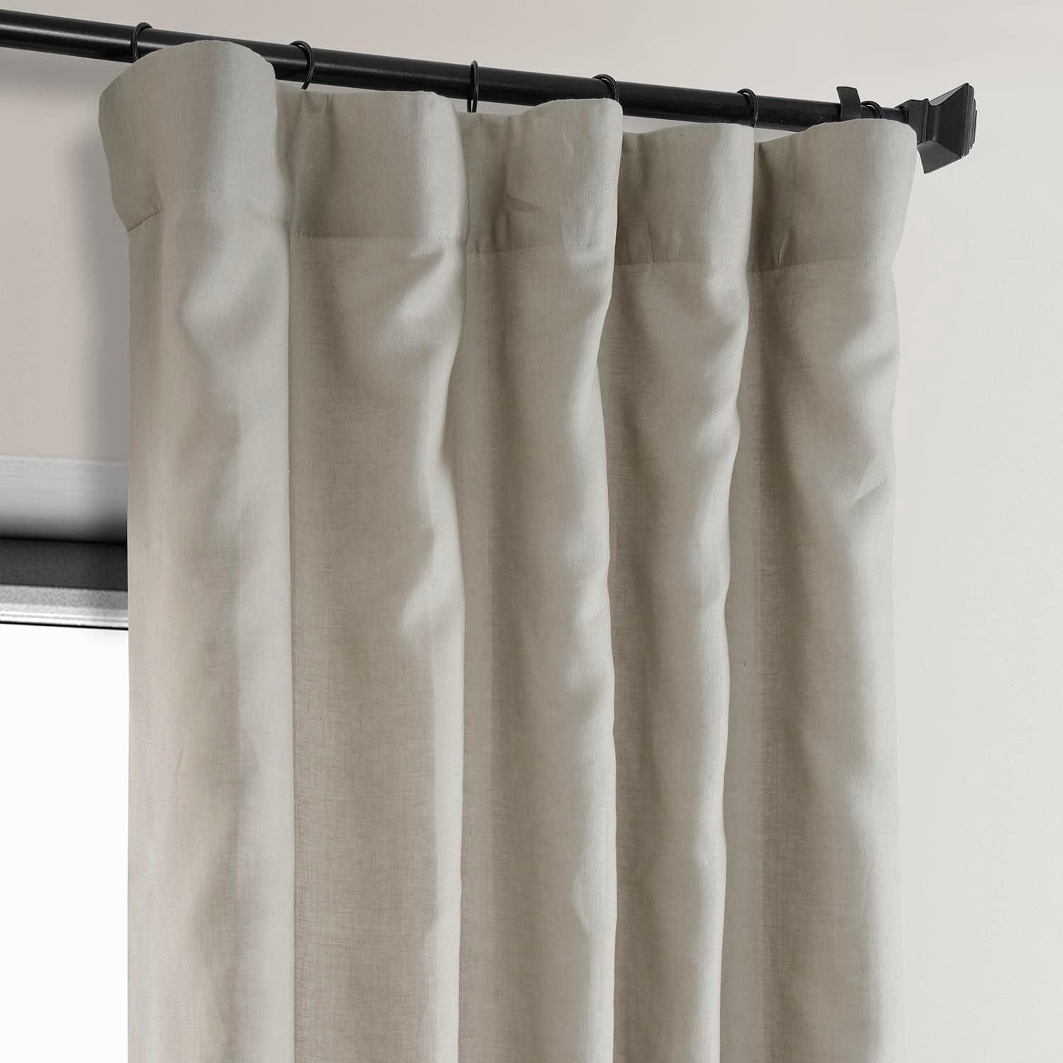 Light Birch 108" Cotton Linen Room-Darkening Curtain Panel