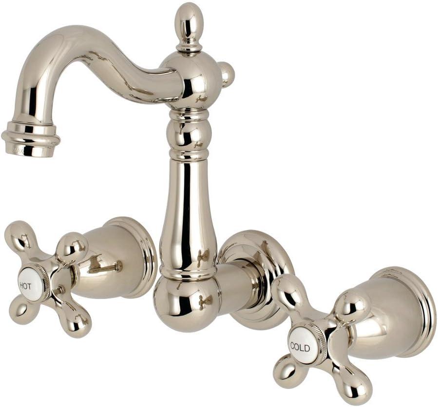 Heritage Polished Nickel Wall Mount Bathroom Faucet