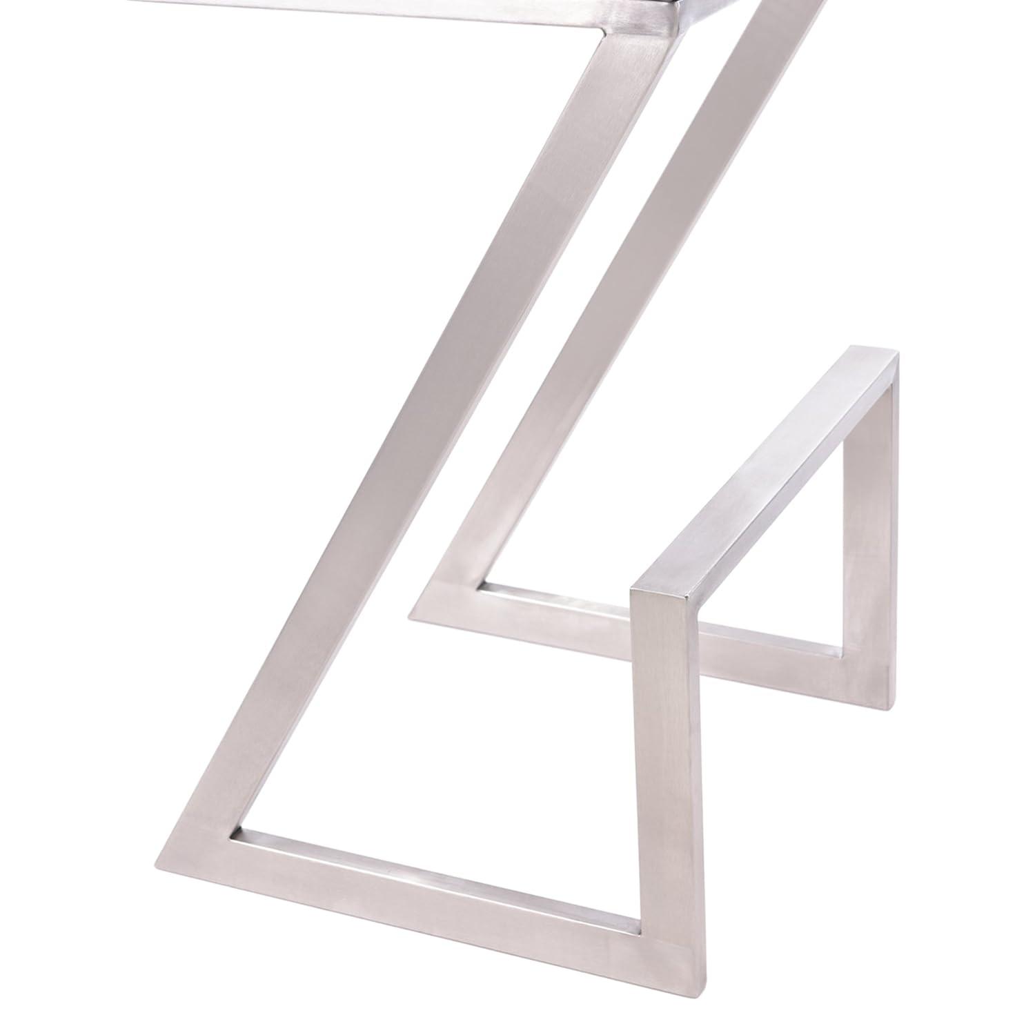 Armen Living Atlantis Backless Barstool, Brushed Stainless Steel Finish with PU Upholstery