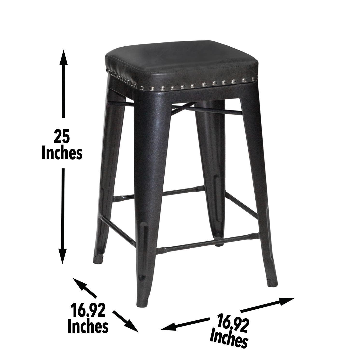 Hank Graphite Gray Metal and Faux Leather Counter Stool