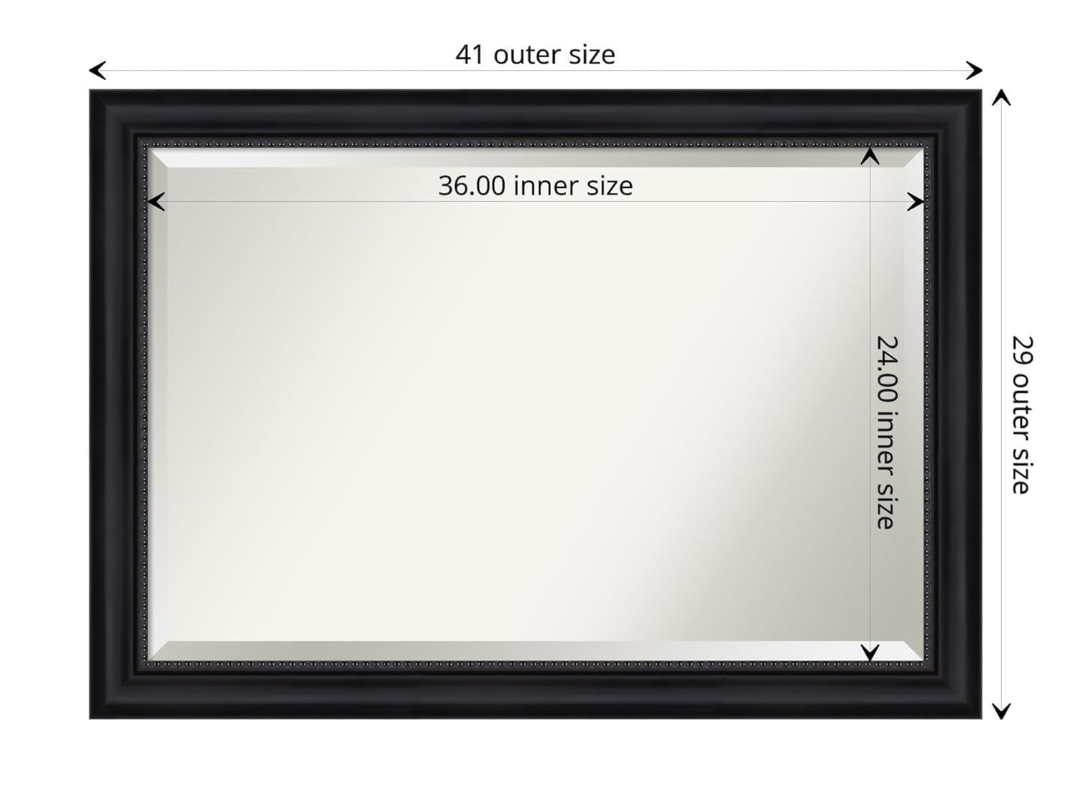 41"x29" Astor Framed Bathroom Vanity Wall Mirror Black - Amanti Art: Modern Rectangular, Satin Finish