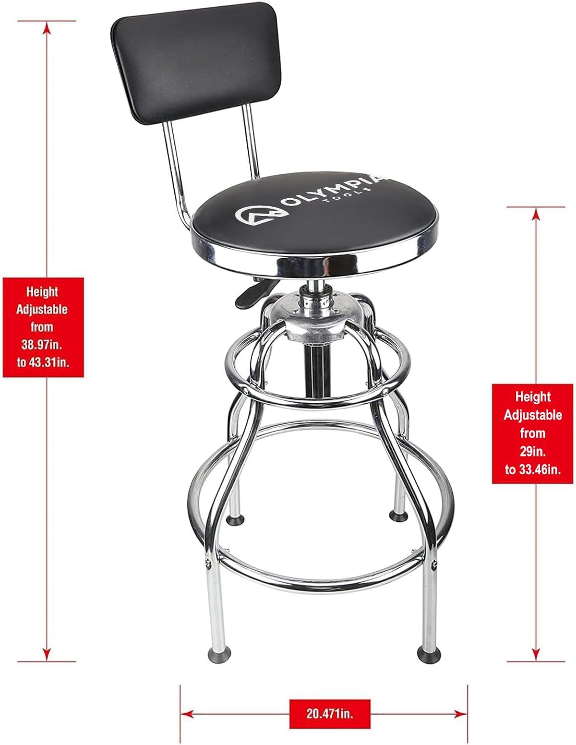 Olympia Tools 82-738 Adjustable Hydraulic Work Stool for Home and Bar, Black