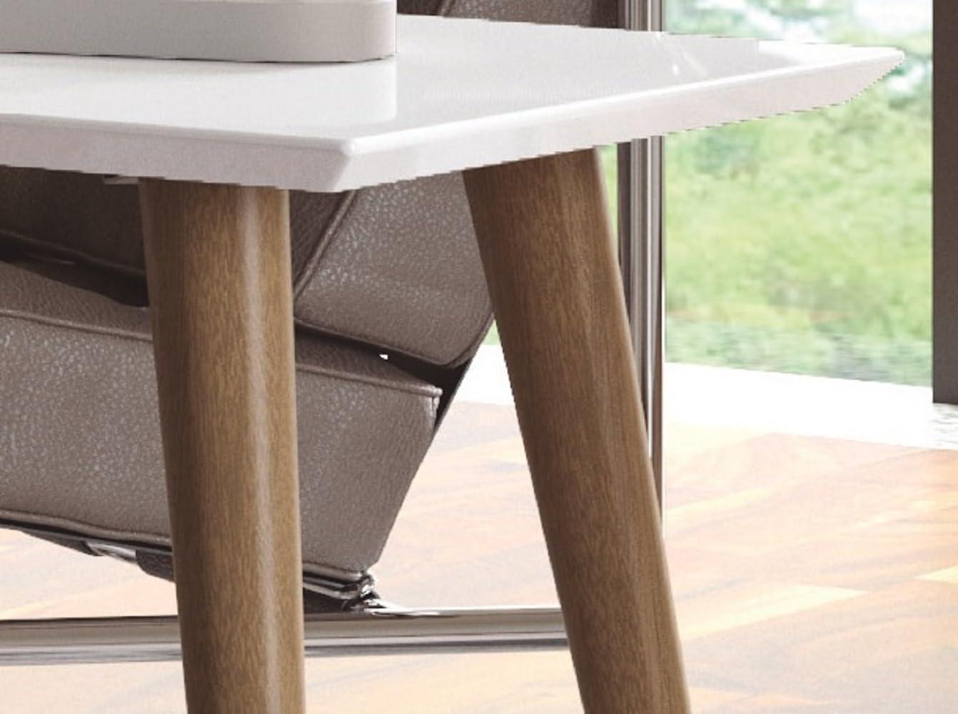 11.81" Utopia High Gloss White Coffee Table with Splayed Legs - Manhattan Comfort: Mid-Century Modern Design