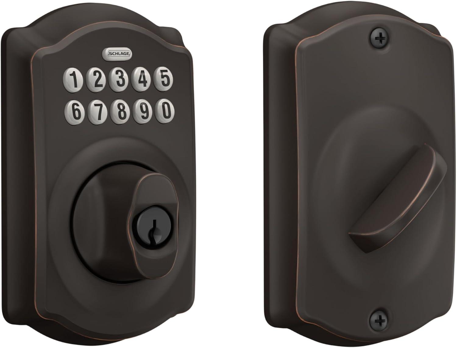 Aged Bronze Keypad Deadbolt with Keyless Entry