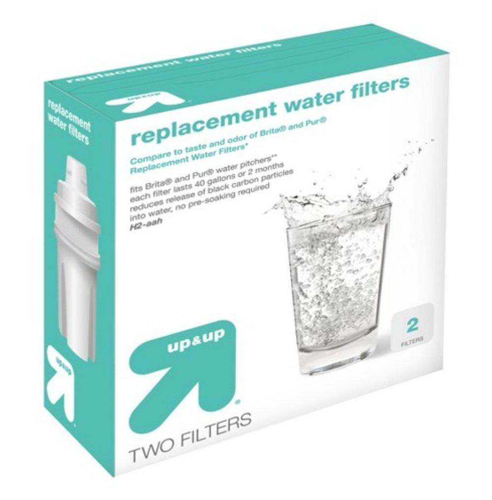 Replacement Water Filters for Pitchers 2pk - up & up™: Compatible with Brita Pitchers, Filters Benzene & Mercury