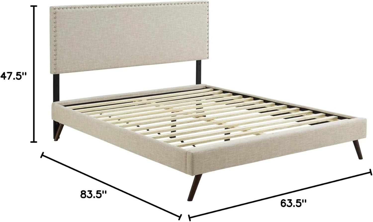 Modway Macie Queen Fabric Platform Bed with Round Splayed Legs