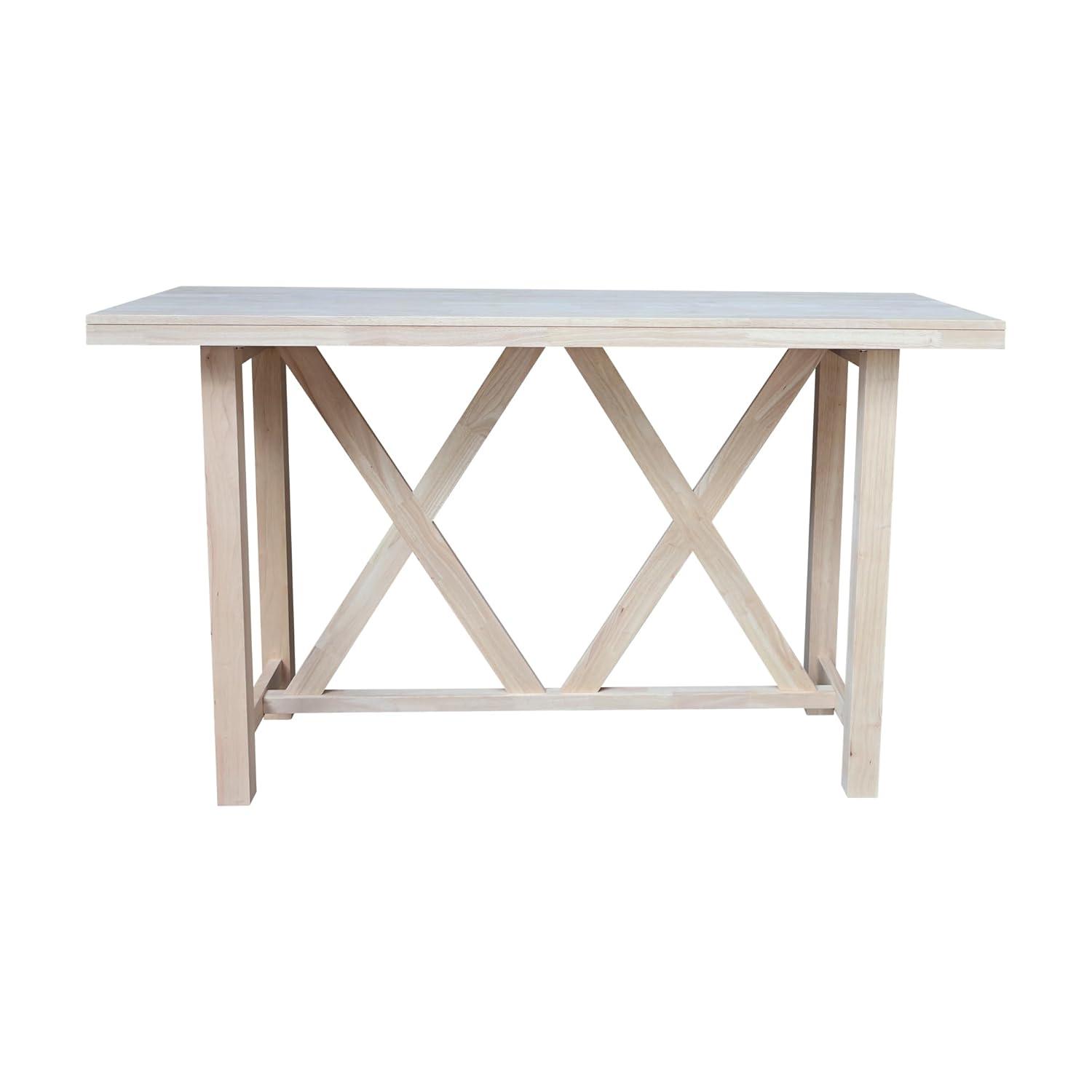 Paul Bar Height Table Unfinished - International Concepts: Solid Wood, 42" High, Rectangular, Seats 4