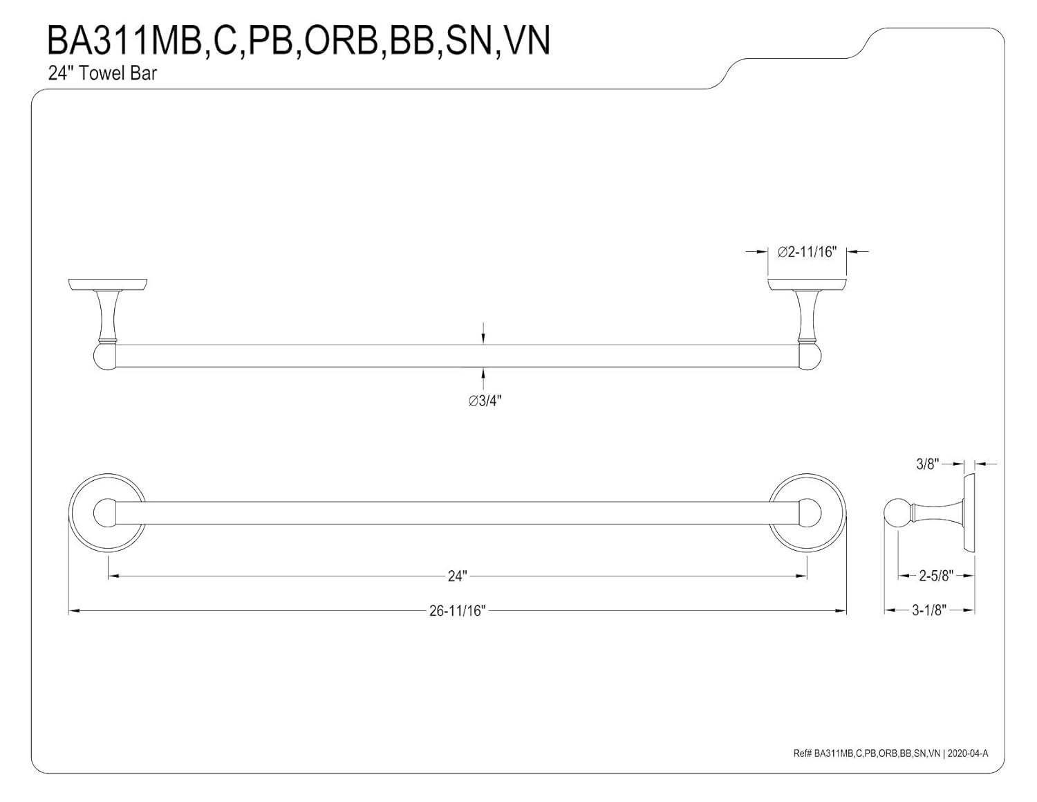 Kingston Brass Classic 24-Inch Towel Bar