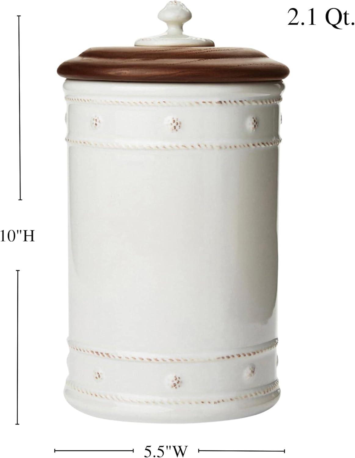 Juliska Berry & Thread Canister with Wooden Lid - Whitewash