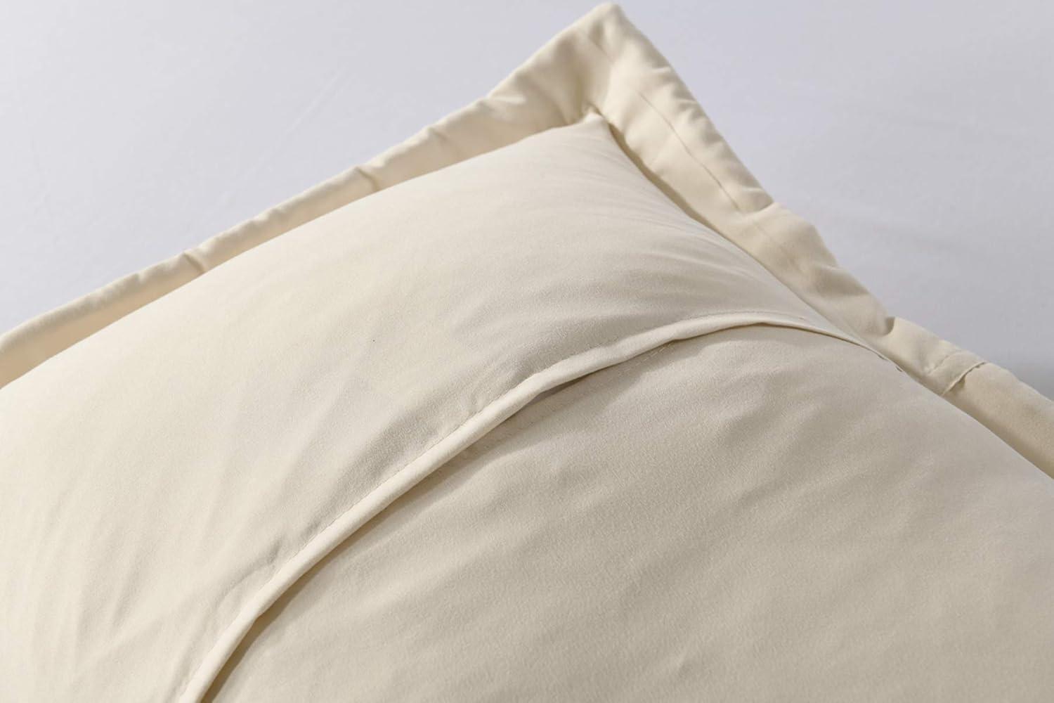 MarCielo 2-Piece Embroidered Pillow Shams, Decorative Microfiber Pillow Covers Set, Standard Size, Beige