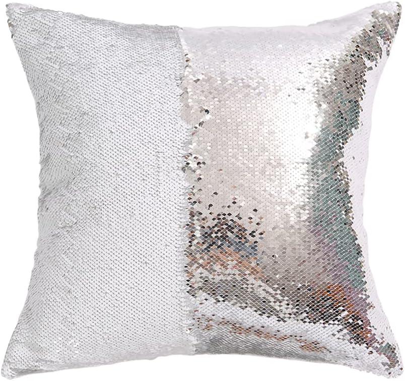 Eternal Beauty Set of 2 Silver Pillow Cover Sequin Decorative Pillow Covers for Couch Sofa Throw Pillows 18 X 18 Inches