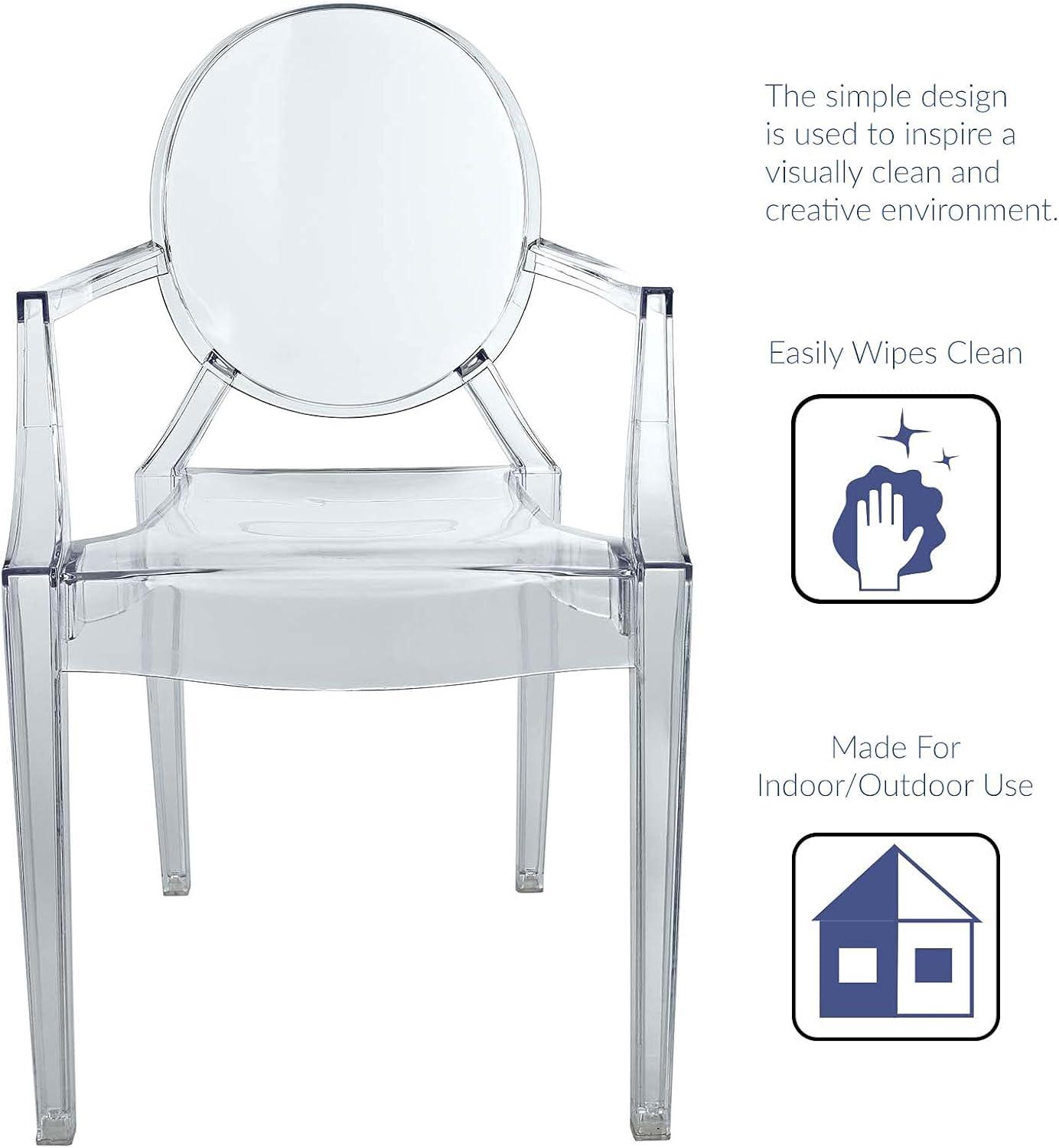 Ethereal Grace 36" Transparent Clear Acrylic Arm Chair