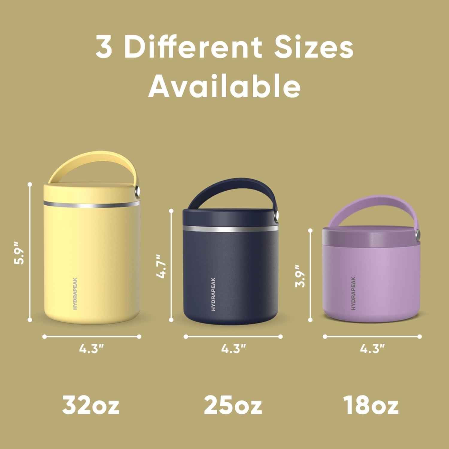 Hydrapeak 32 Oz Stainless Steel Vacuum Insulated Wide Mouth Leak-proof Thermos Food Jar For Hot And Cold, 10 Hours Hot 16 Hours Cold (Canary)