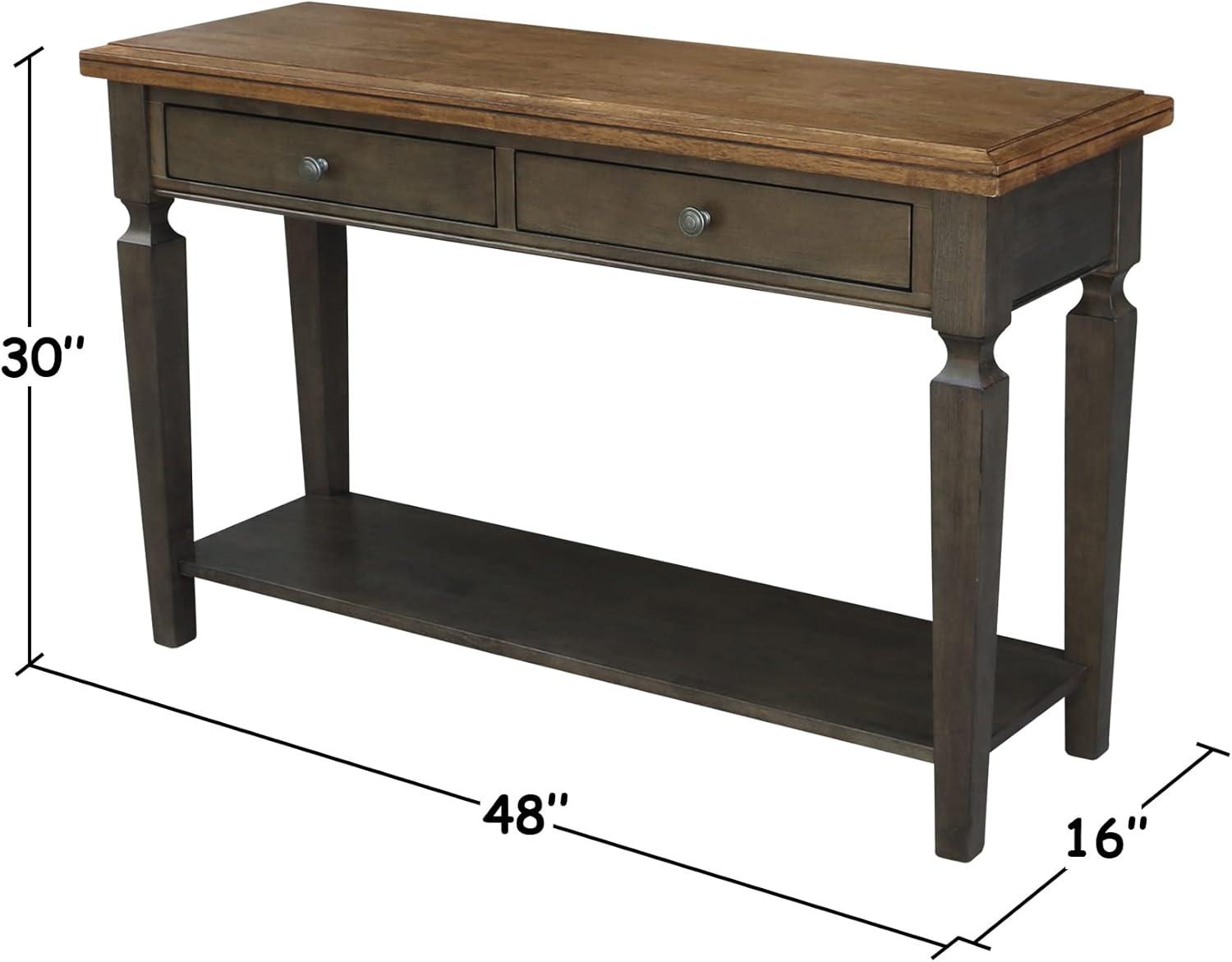 Vista 56'' Hickory and Washed Coal Wood Console Table with Storage