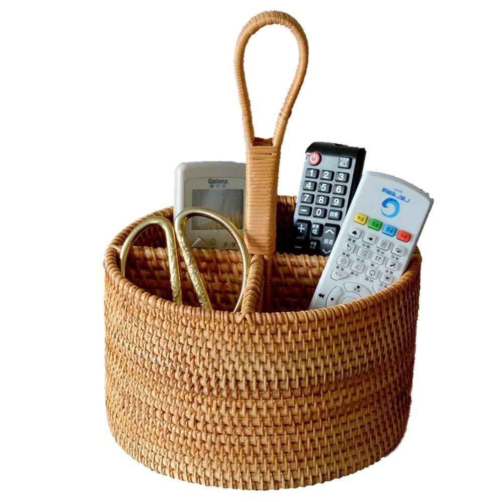 Stack man 2 Pack Rattan Round Condiment Carrier Cooking Utensil Caddy Holder- 4-Compartment Handmade Flatware Organizer Silverware Caddy For Tabletop,Parties, Cooking Utensil Condiment Organizer