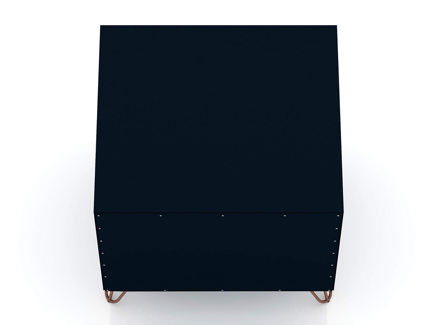 Manhattan Comfort 1.0 Rockefeller Nightstand Blue: Modern Bedside Table with Storage, Shelving & Metal Glides