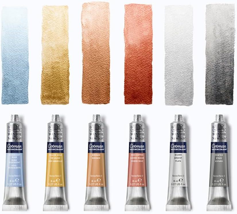 Winsor & Newton Cotman Watercolor Tube Set, 6-Color Metallic Collection Set