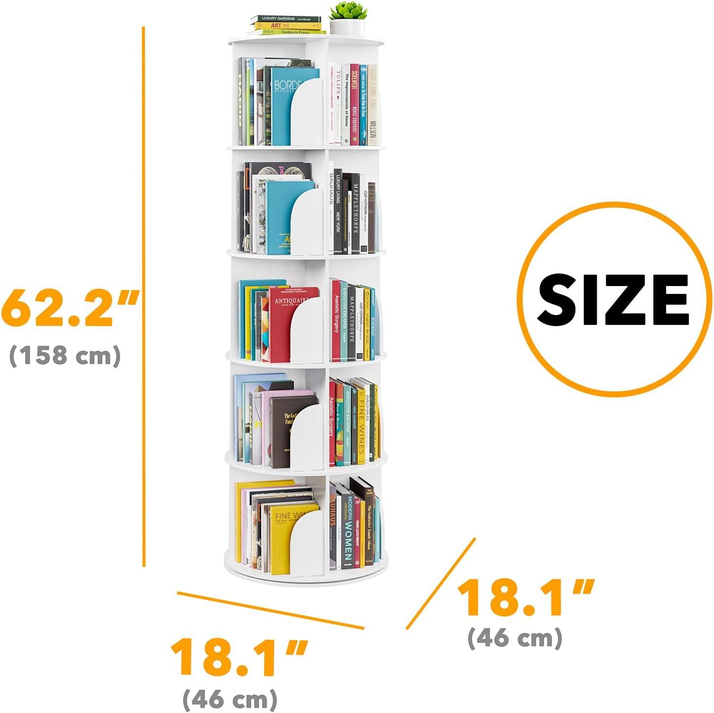 SpaceAid Rotating Bookshelf Tower, 360° Spinning Bookcase Lazy Susan, Revolving Round Carousel For Book Storage, Vertical Turning Spiral Corner Organizer