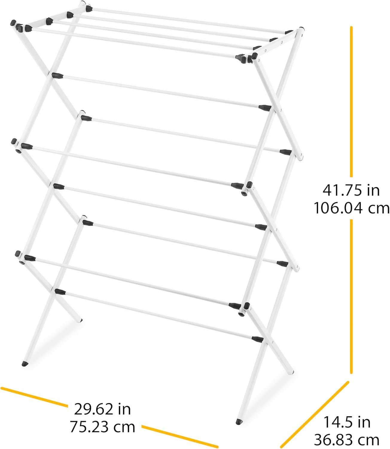 Whitmor Folding Drying Rack White: Steel, Collapsible Clothes Dryer, 32 lb Capacity, 30 sq ft Drying Area, No Tools Assembly