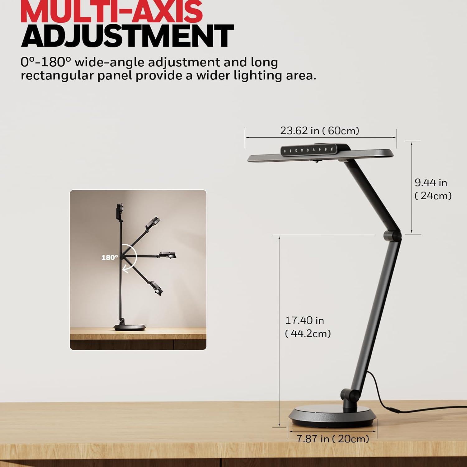 Black Adjustable LED Desk Lamp with Touch Control