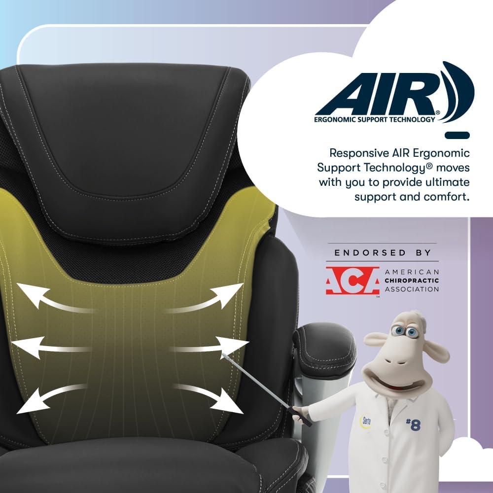 Serta Bryce Executive Office Chair with Patented AIR Lumbar Technology and Layered Body Pillows