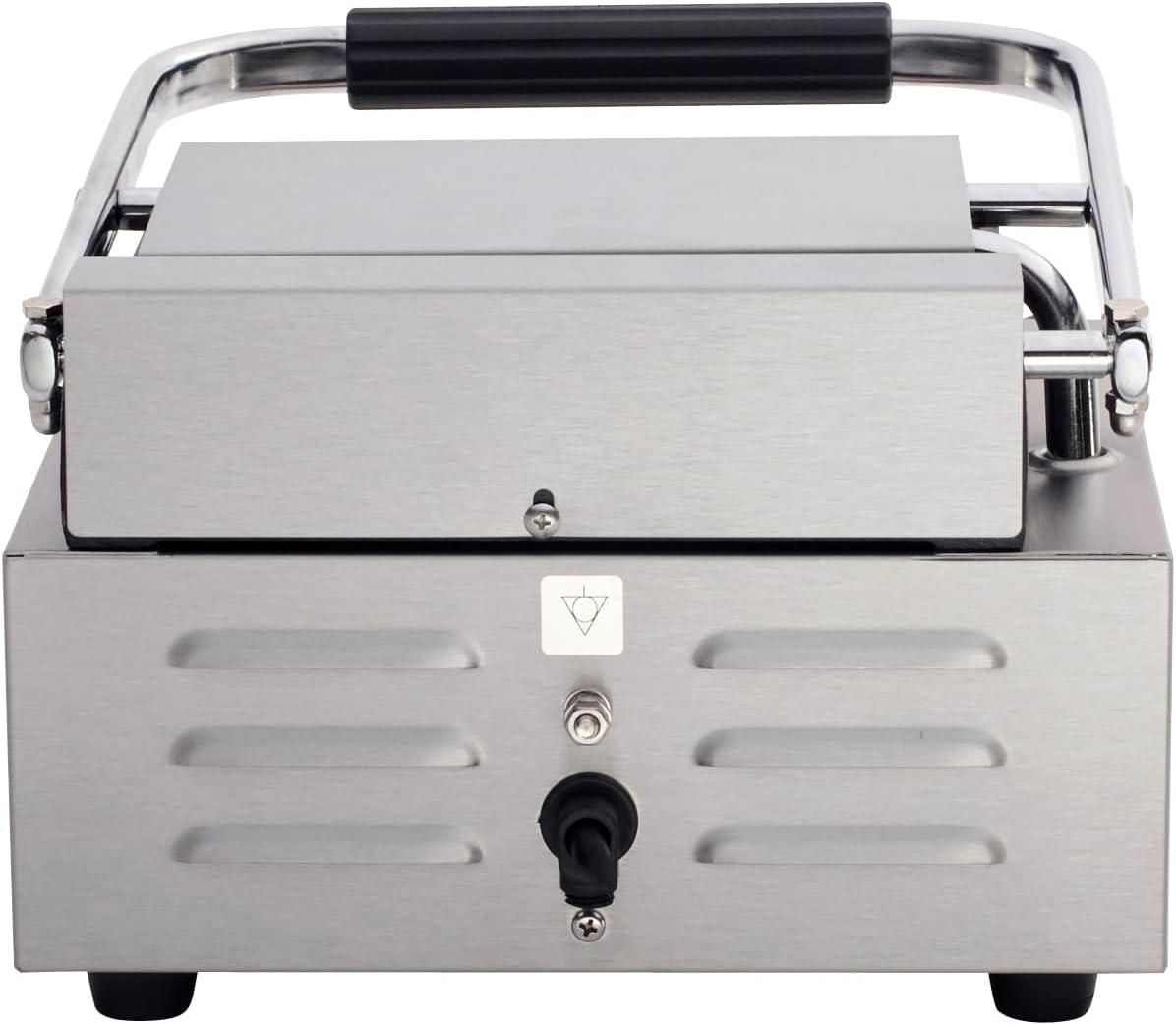 Kratos Commercial Electric Panini Sandwich Grill with Grooved Plates, 9" x 9" Cooking Surface, Commercial Countertop Panini Press, 120V, 1750W (29Y-017)