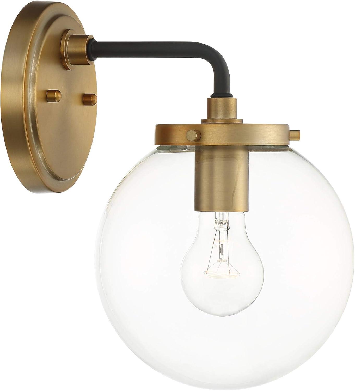 Gold 15" Modern Vanity Wall Sconce with Clear Glass Globe