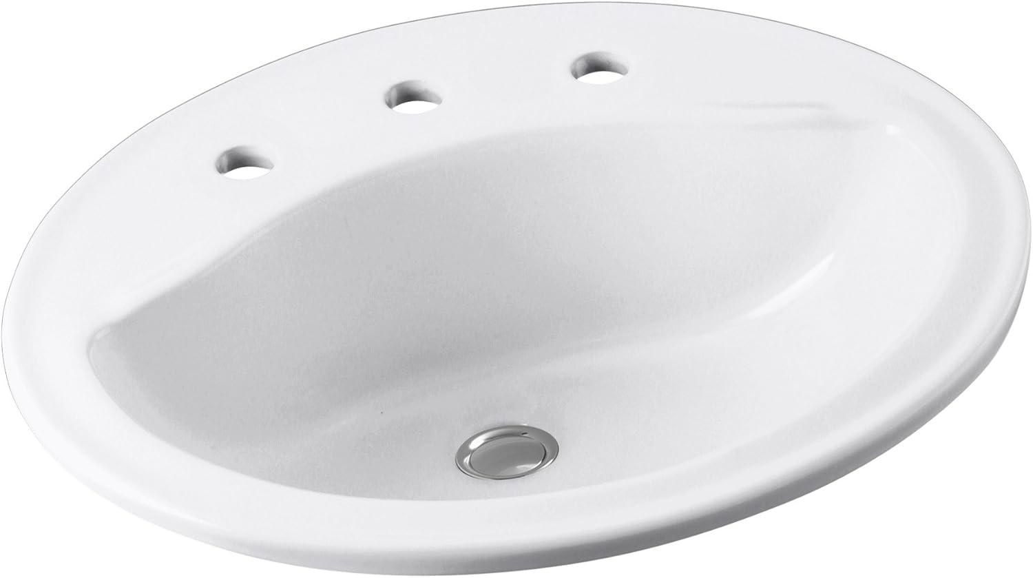 Sanibel Ceramic Circular Drop-In Bathroom Sink with Overflow