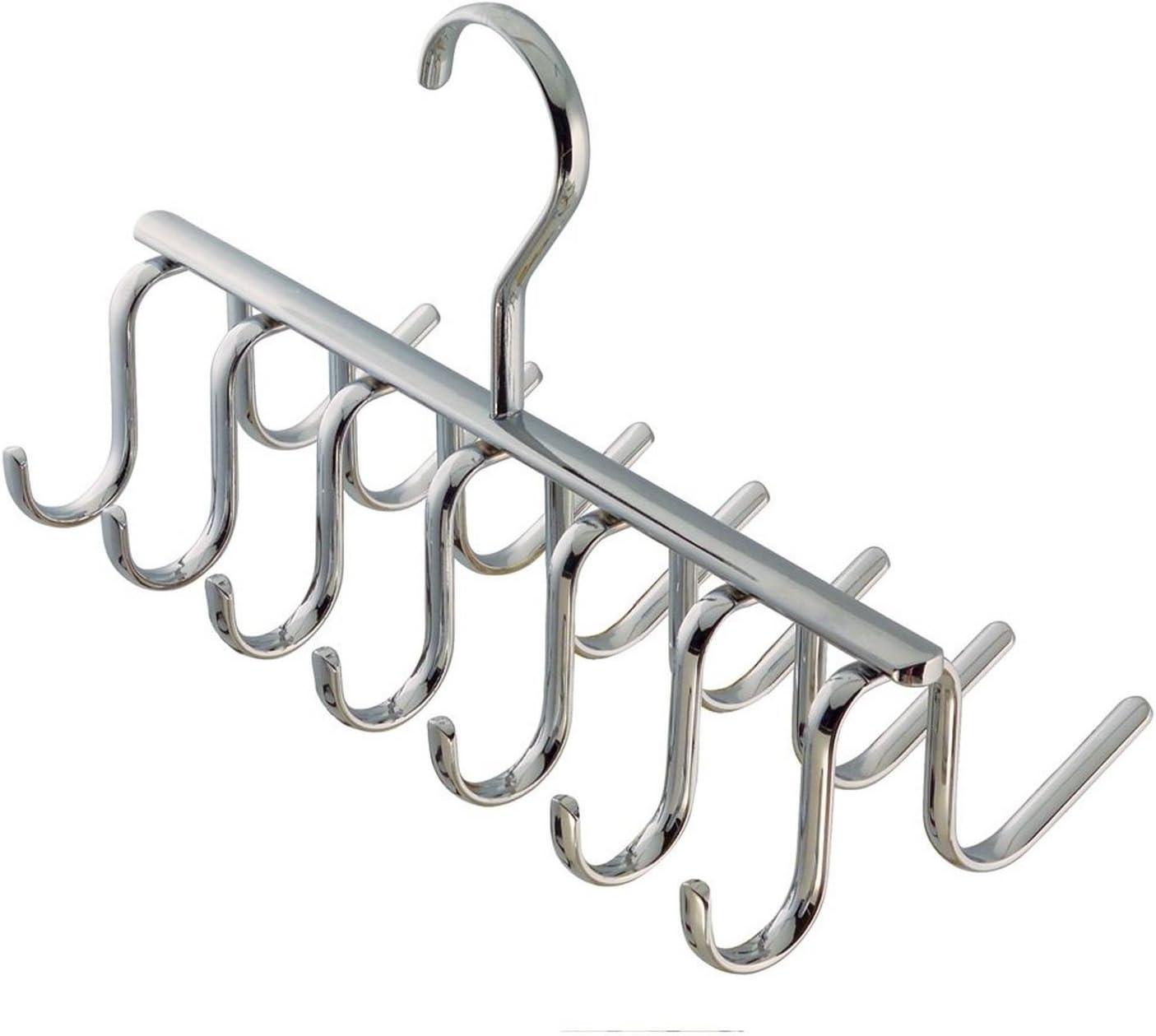 Chrome Metal Tie and Belt Organizer with 14 Hooks