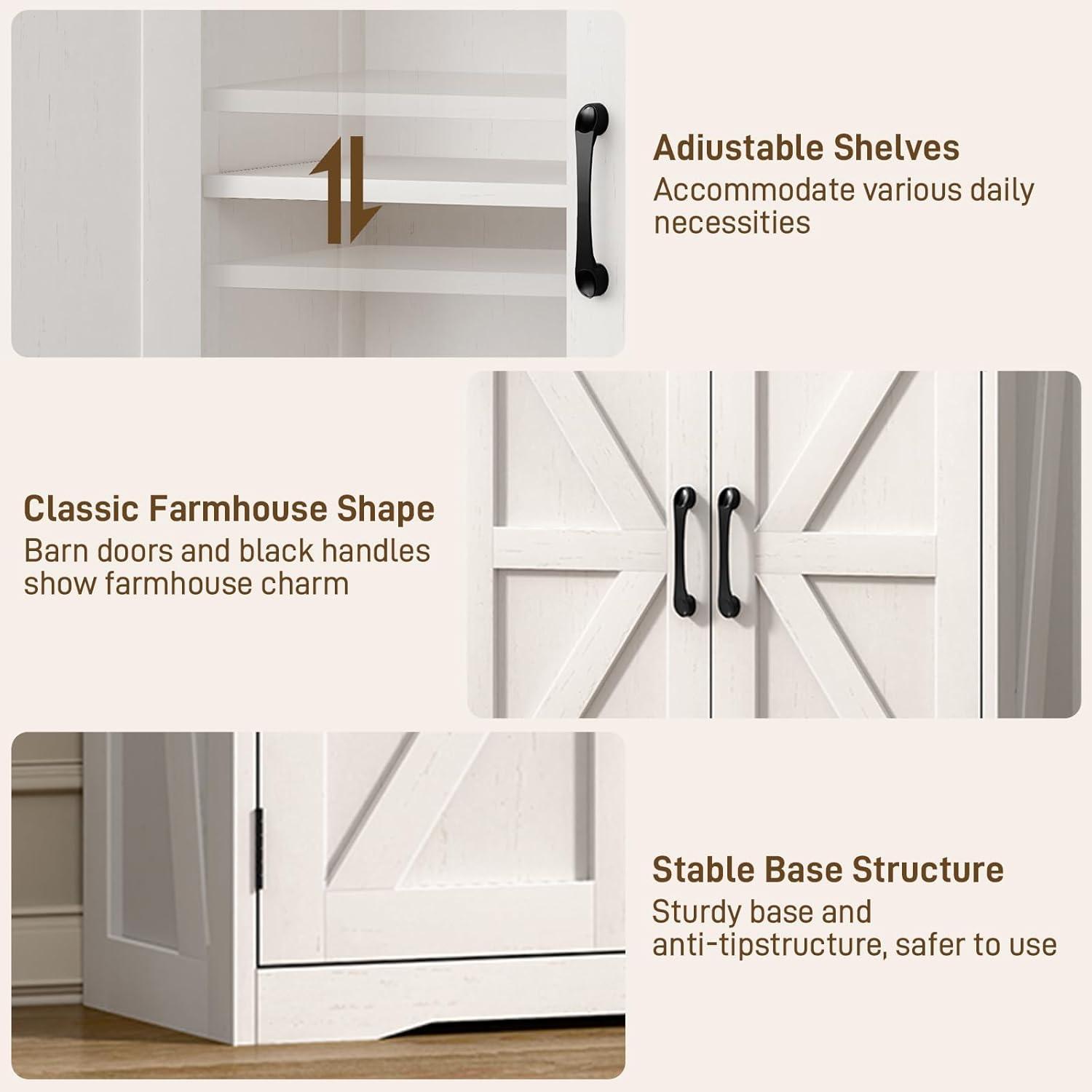 August Grove® Farmhouse Storage Cabinet For Bathroom, Kitchen, Living Room