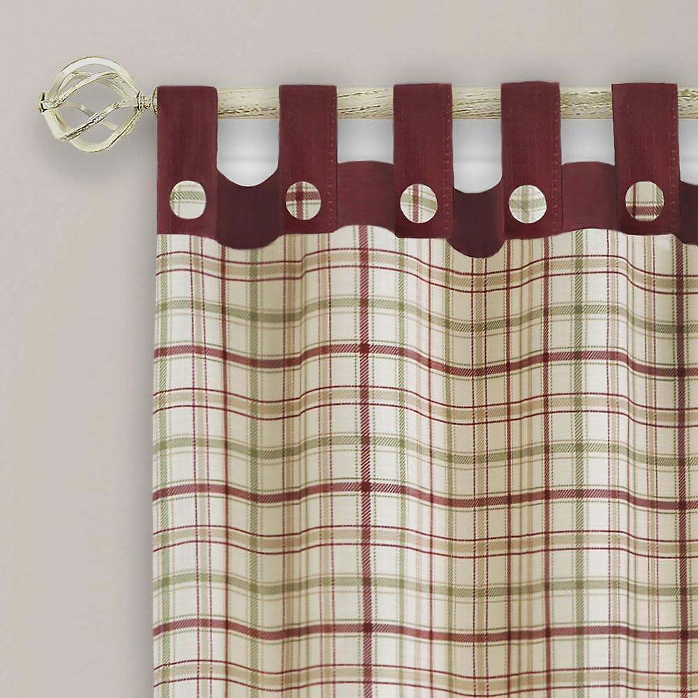 Achim Tattersall Button Tab Top Window Curtain Panel - 52x84 - Burgundy