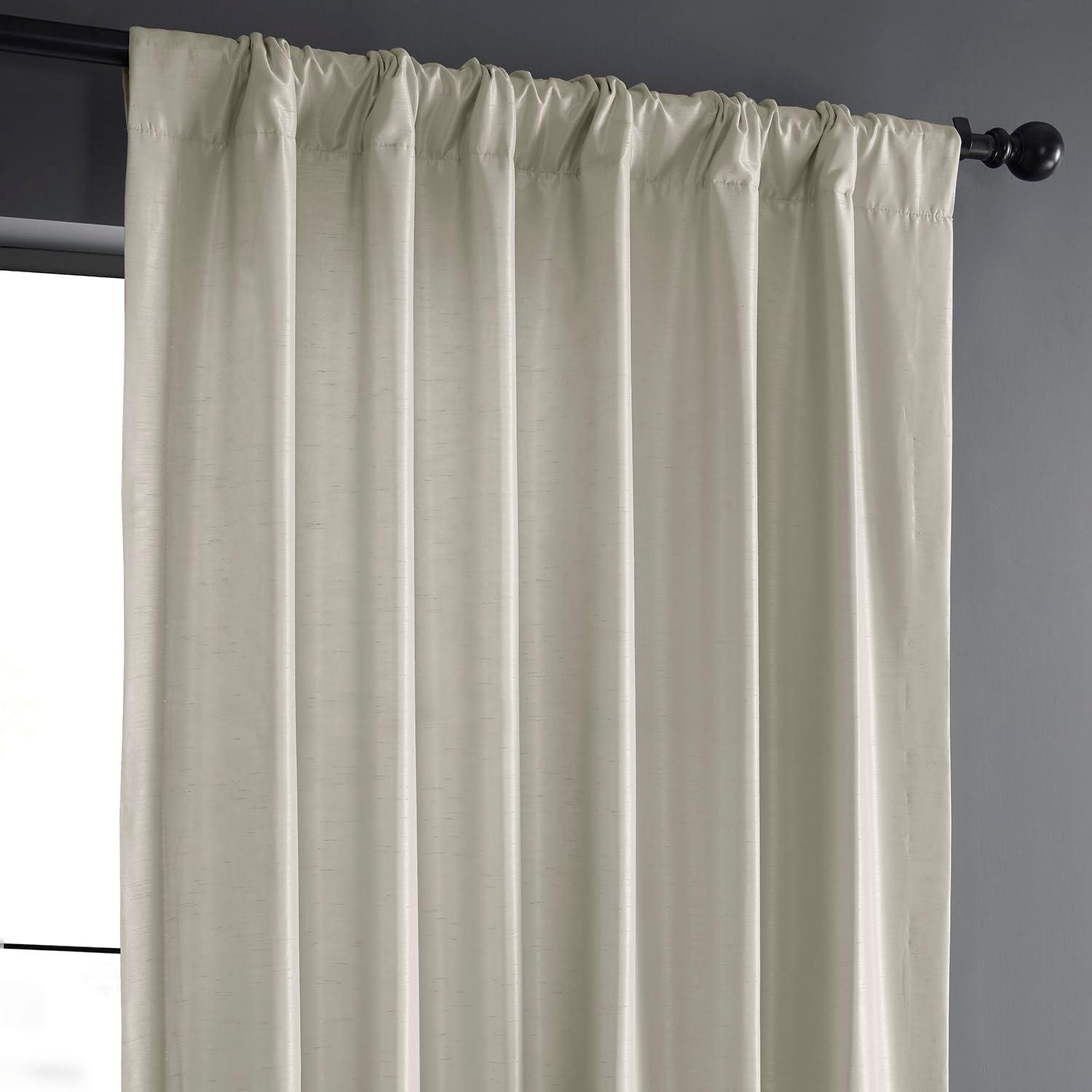 Mist Grey Vintage Textured Faux Dupioni Silk Curtain (1 Panel), Mist Grey, 50W X 84L