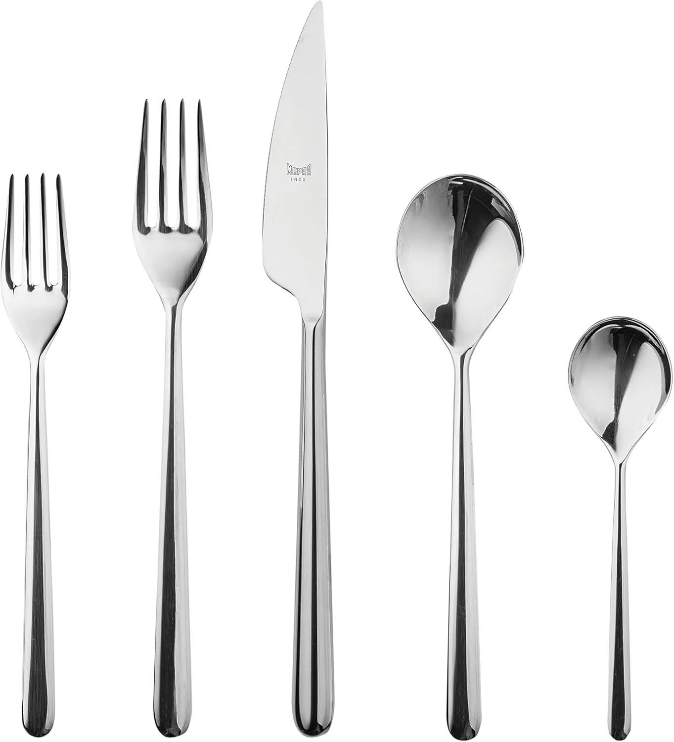 Linea Flatware 20-Piece Set by Mepra - Polished Stainless Steel