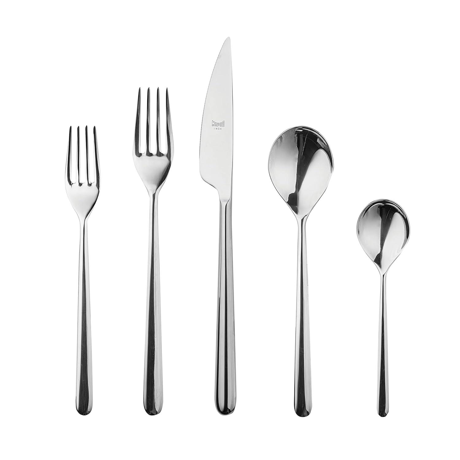 Linea Flatware 20-Piece Set by Mepra - Polished Stainless Steel