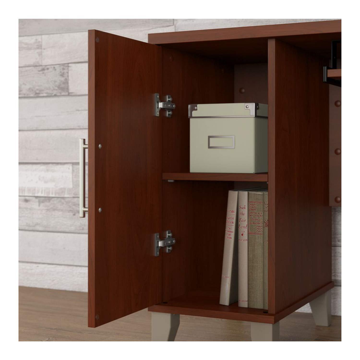 Bush Furniture Somerset 60 in L Desk with Keyboard Tray, File Drawer, Box Drawer and Storage Cabinet in Ash Gray (Ships in 2 Boxes)