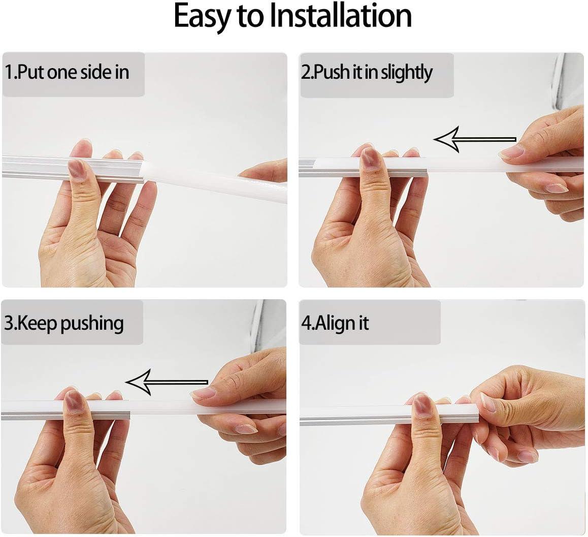 HAMRVL 6-Pack 30cm/1ft 17.2x7mm Led Aluminum Channel System U Shape with Cover, Led Strip Light Diffuser with White End Caps and Mounting Clips Accessories for Under Counter Light Fixture for Indoor