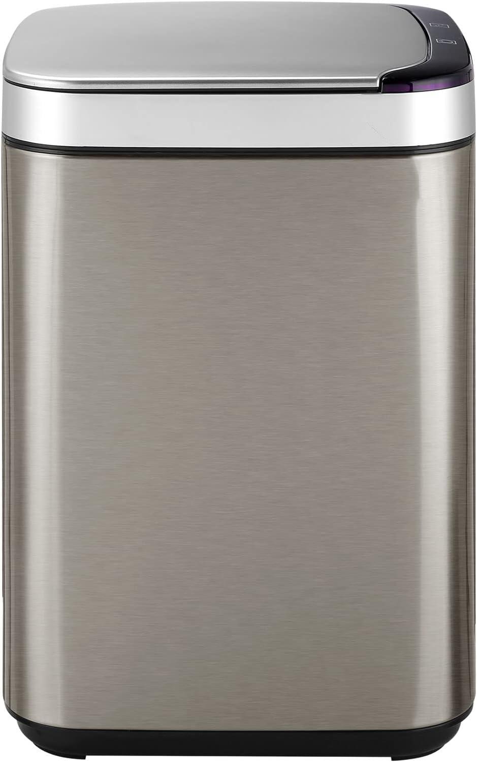 Hanover 10 Liter - 2.6 Gallon Trash Can for Home and Kitchen | Fingerprint Smudge Resistant | Soft Close | Sensor Lid | Carbon Odor Control | Stainless Steel