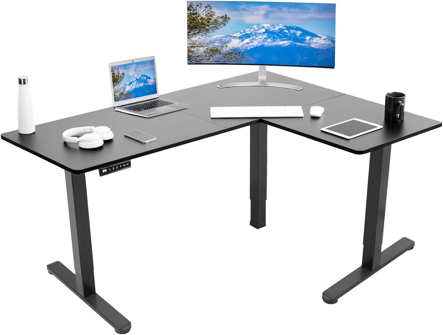 VIVO Black Electric 63" x 47" Corner Standing Desk