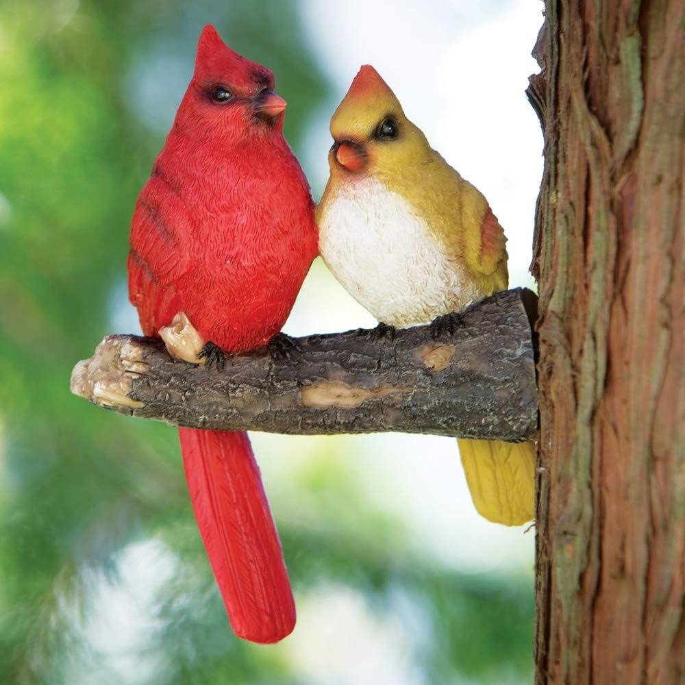 Whimsical Pair of Cardinals Tree Hugger Sculpture