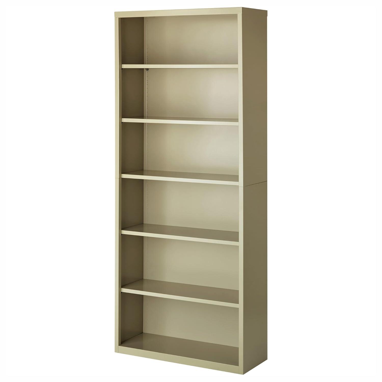 Lorell Fortress Series Bookcases - 34.5" x 13" x 82" - 6 x Shelf(ves) - Putty - Powder Coated - Steel - Recycled
